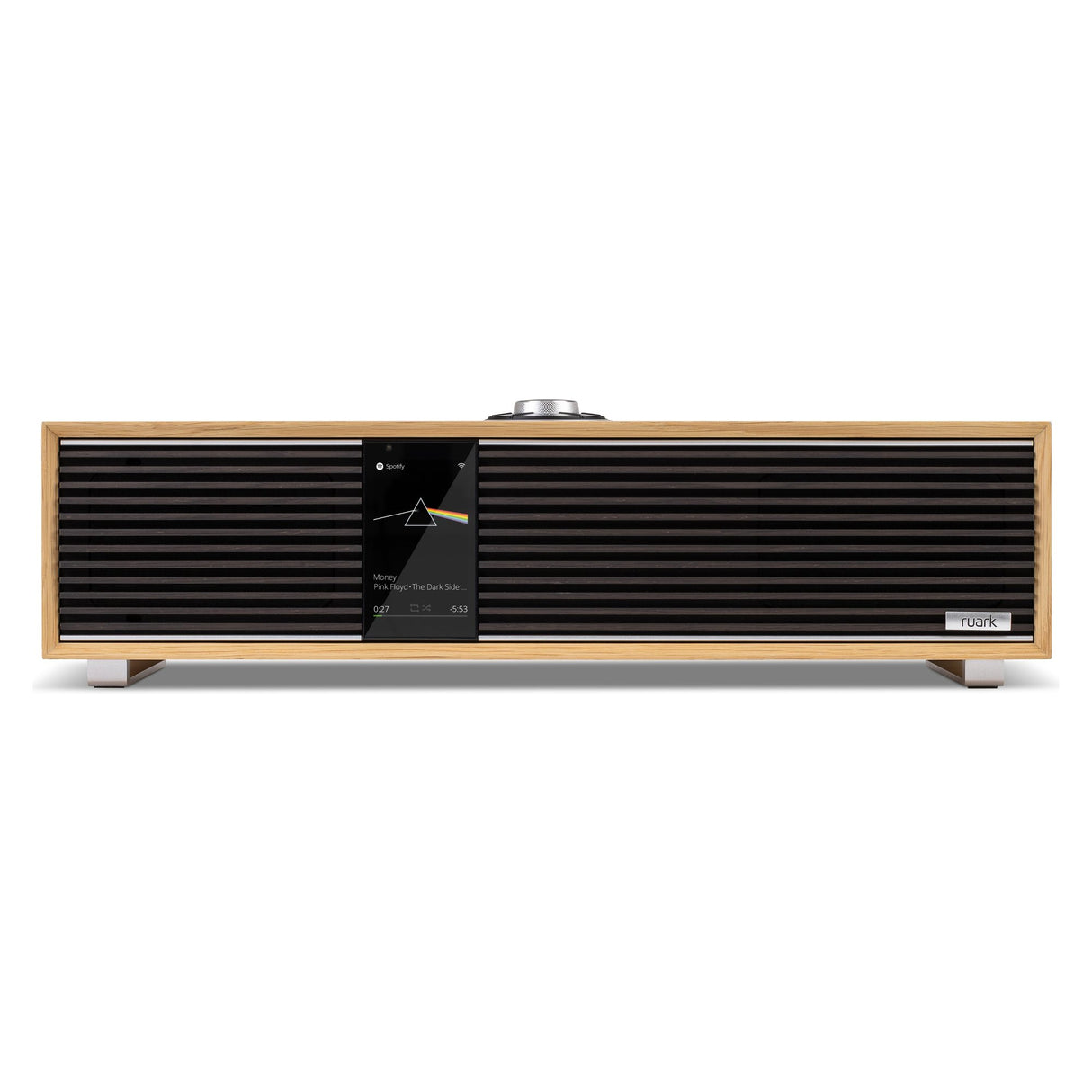 Ruark R410 Anniversary Edition All-in-One Music System, White Oak, straight-on front view