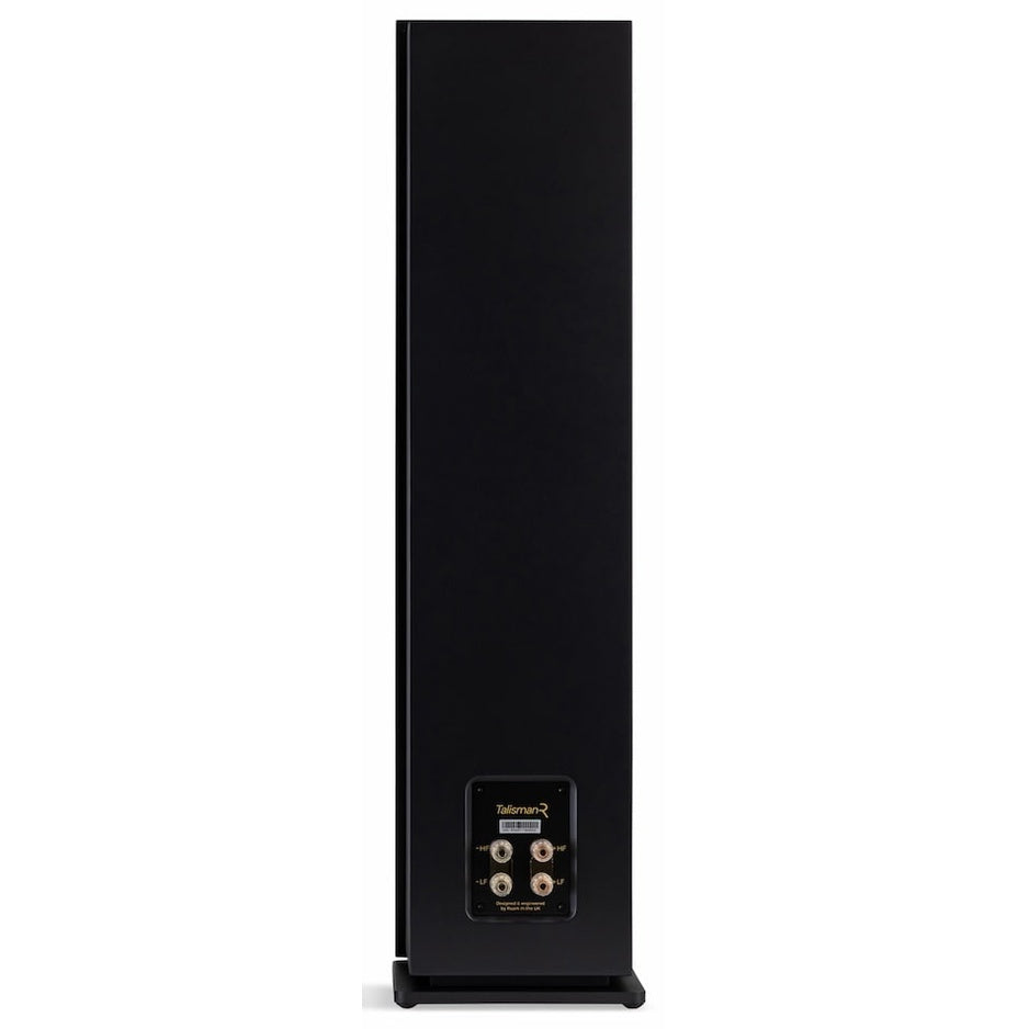 Ruark Audio Talisman-R Floorstanding Speakers, Satin Charcoal, rear connection panel with bi-wire binding posts