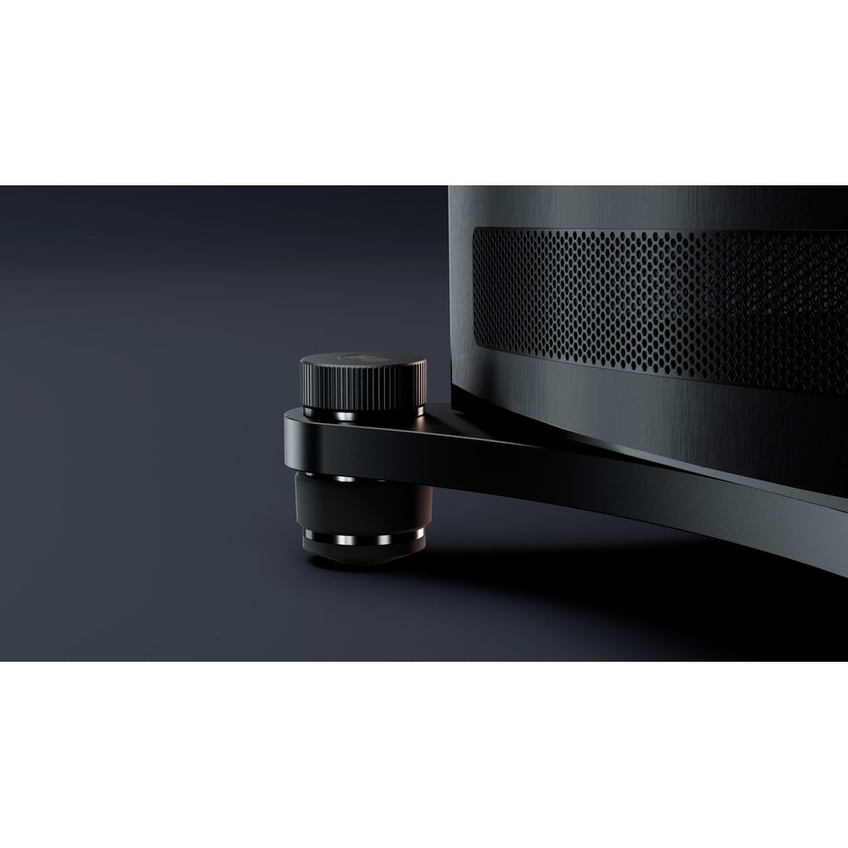 Perlisten S7t Black Edition IsoAcoustics isolation feet detail