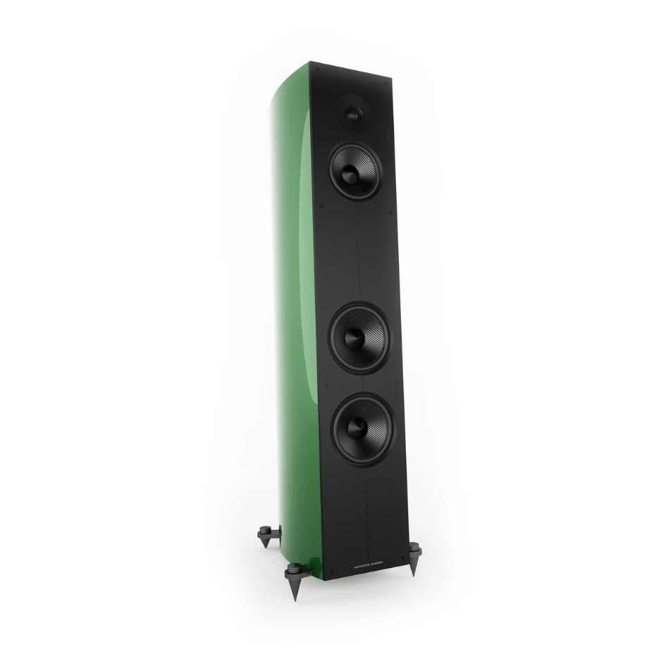 Acoustic Energy Corinium floorstanding speakers in British Racing Green