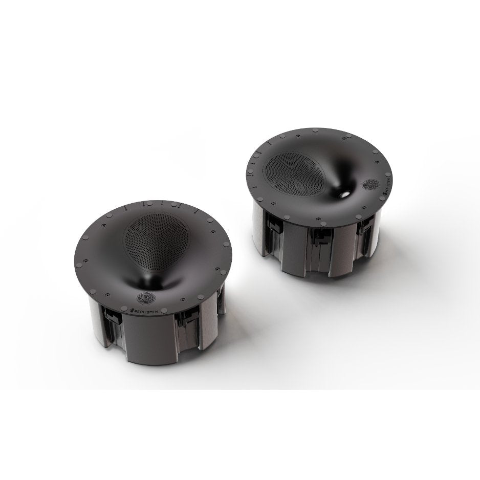Perlisten S3ic in-ceiling speakers, pair without grilles showing angled DPC-Array