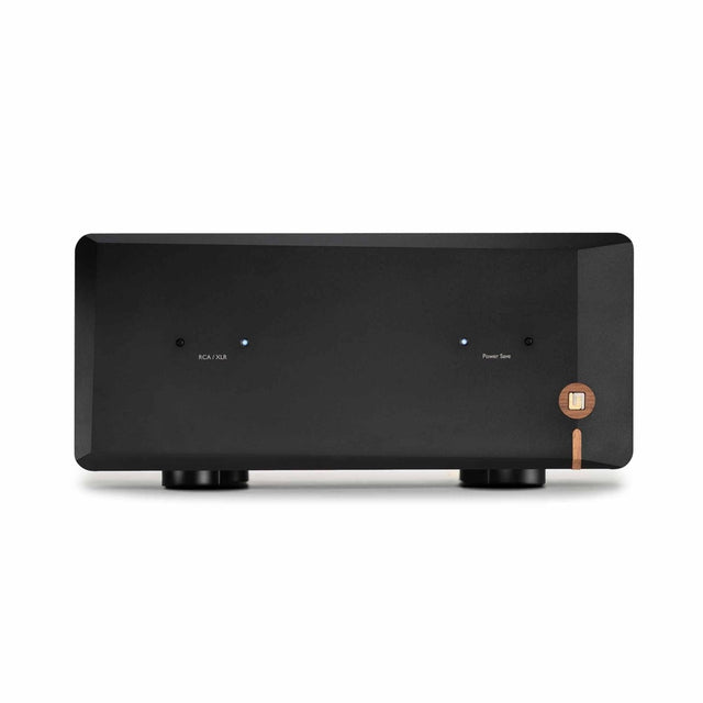 Unison Research Unico DM V2 power amplifier front view in Midnight Black