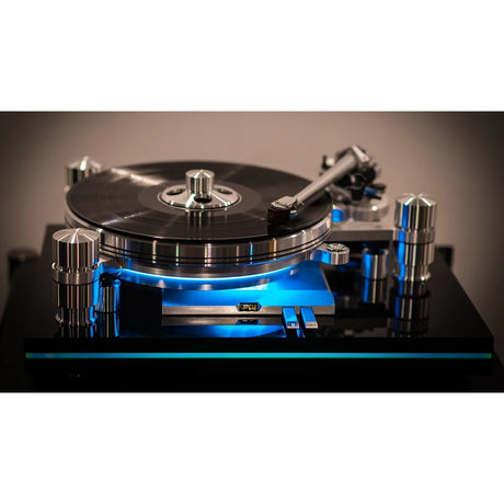 Oracle Audio Delphi MkVII Signature turntable with LED lighting front view
