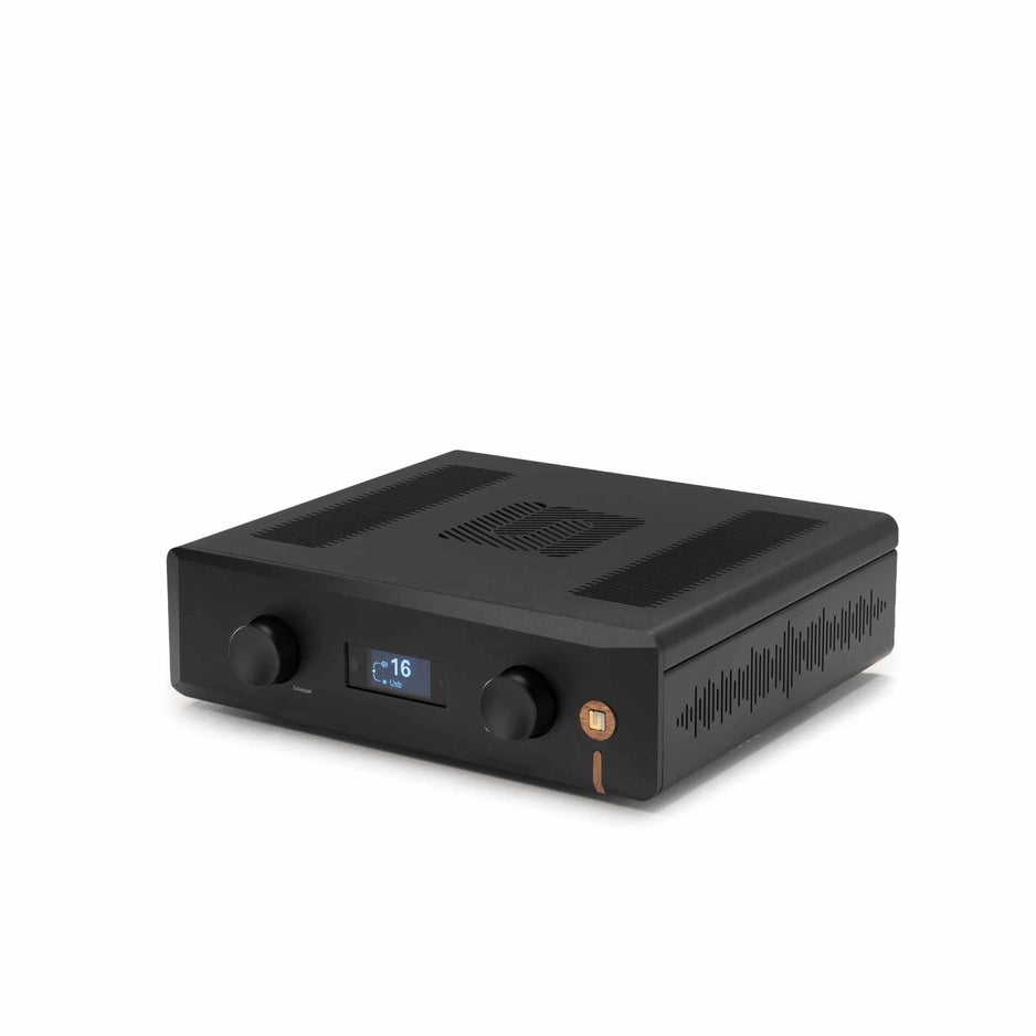 Unison Research Unico Pre V2 three-quarter angle in Midnight Black finish