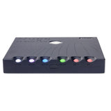 Chord Electronics Hugo M Scaler in Black, front angle showing illuminated control spheres