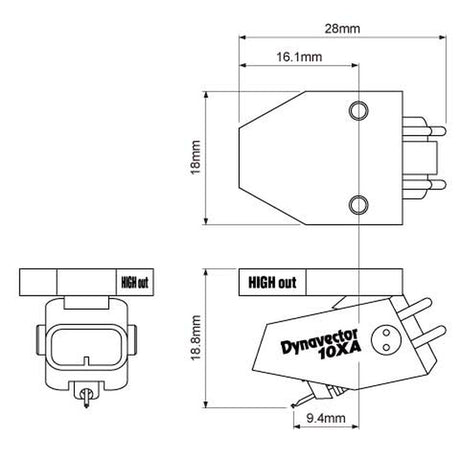 Dynavector DV-10X5A cartridge technical drawing