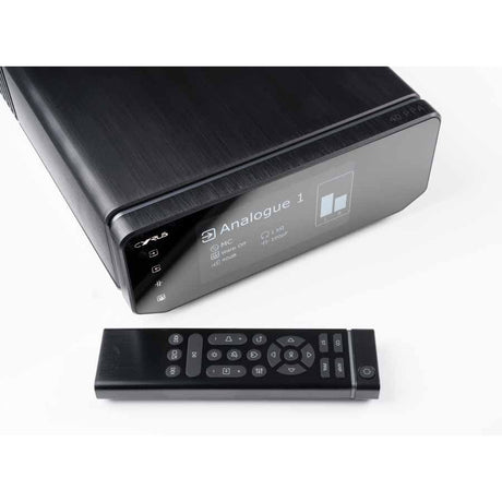 Cyrus 40 PPA front panel closeup with custom wireless remote control