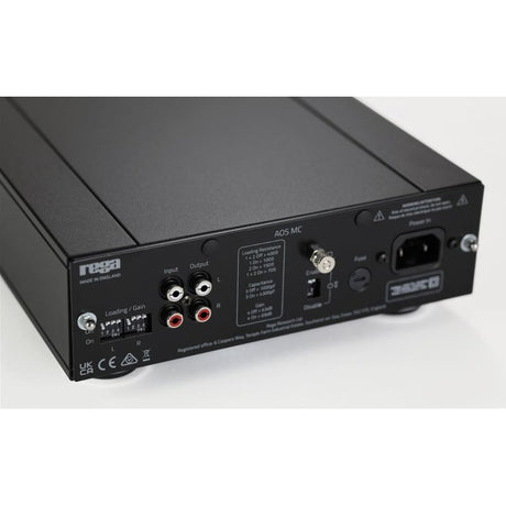 Rega AOS MC Phono Stage rear panel angle showing connections