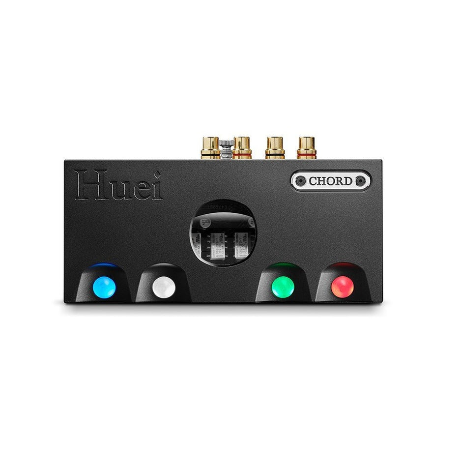 Chord Electronics Huei phono stage front view with circuitry window