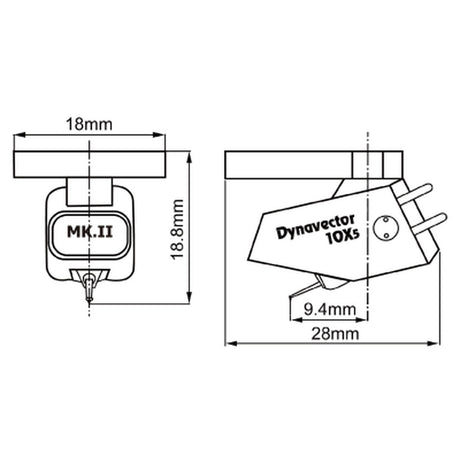 Dynavector DV-10X5 Mk2 cartridge dimensions diagram