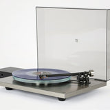 Rega Planar 6 RS AFC Turntable, Brushed Aluminum, three-quarter view with the Neo MK2 power supply at left