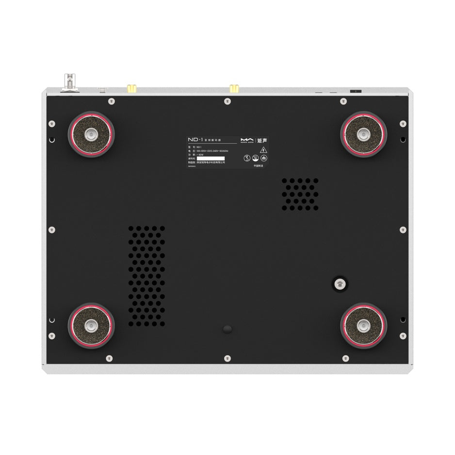 Matrix Audio ND-1 bottom view showing MA-DAMPER PRO isolation feet
