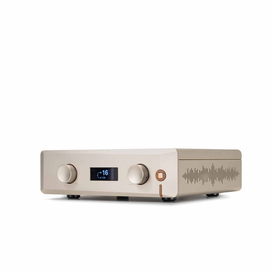 Unison Research Unico Pre V2 Velvet Gold front view with display and controls