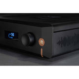 Unison Research Unico Pre V2 detail of display and wood accent in Midnight Black