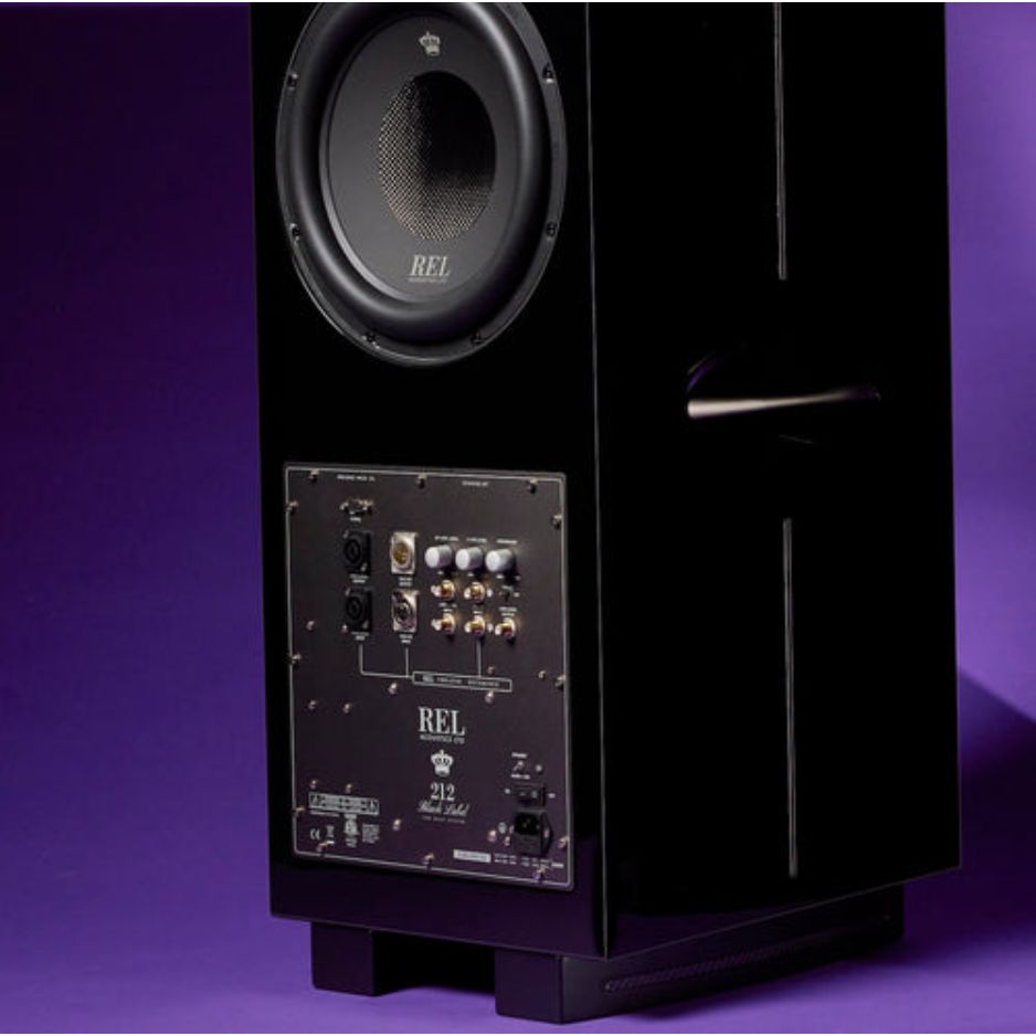 REL 212 Black Label Subwoofer back perspective