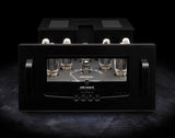 Audio Research Reference 330M Monoblock Amplifier Black full view of amp with gray and black background