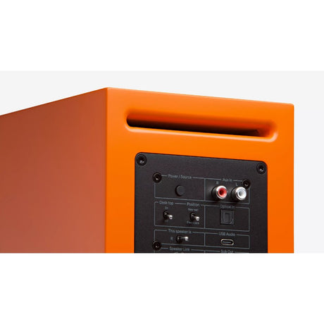 Cambridge Audio L/R S Compact active stereo speakers orange rear detail