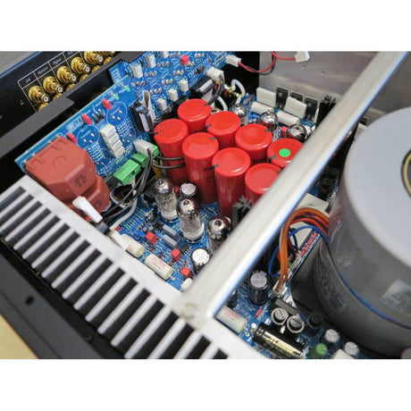 Unison Research Unico 90 internal view with valves and capacitors