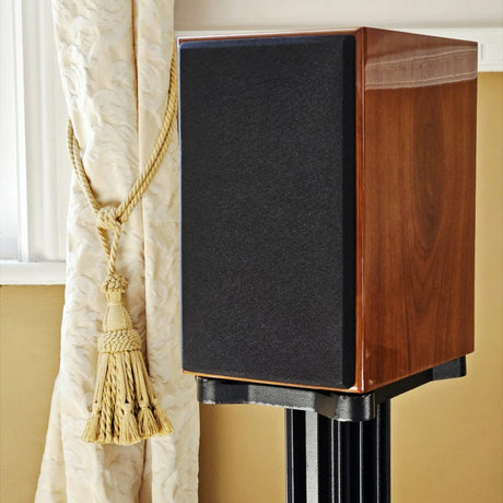 Acoustic Energy AE1 40th Anniversary Edition Passive Speaker walnut in room with grill