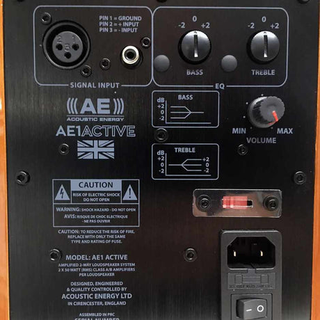 Acoustic Energy AE1 Active Bookshelf Speakers Rear