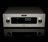 Audio Research LS-2 Preamplifier Front View with touchscreen and reflection on black bg