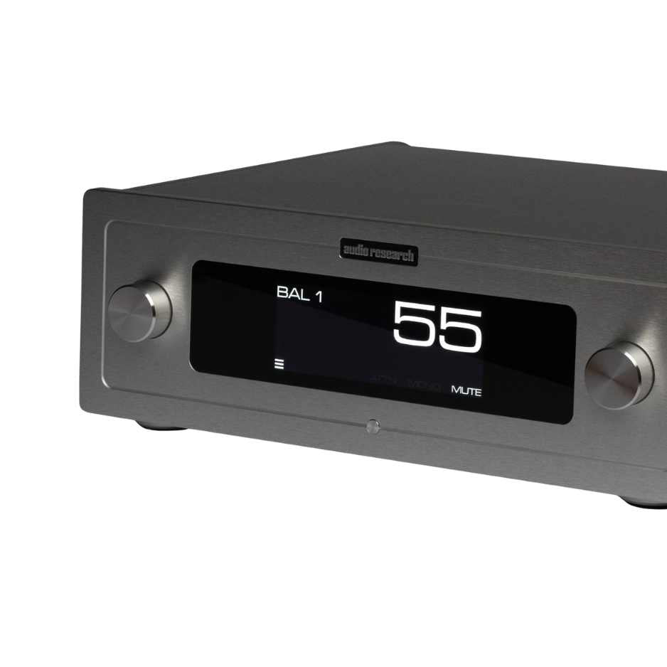 Audio Research LS-2 Preamplifier diagonal silver sitting with white bg