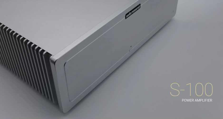 Audio Research S-100 Power Amplifier Top View with title grey bg