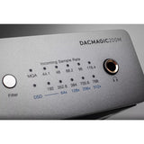 Cambridge Audio DacMagic 200M DAC and Headphone Amplifier (Open Box), Lunar Grey, sample rate indicators and headphone jack close-up