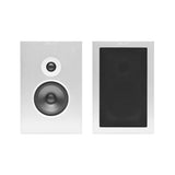 AVM Audition CB 2.3 Bookshelf Speakers (Pair), Silver front, front view of pair with one grille fitted