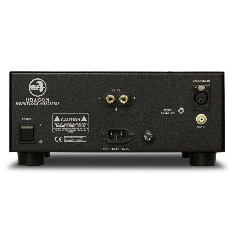 Rogue Audio DragoN Monoblock Amplifers black rear