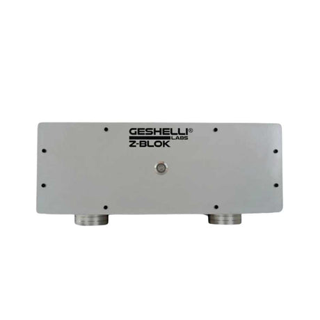 Geshelli Labs Z-Blok Mono Amplifier  Curly Maple/Silver Front View