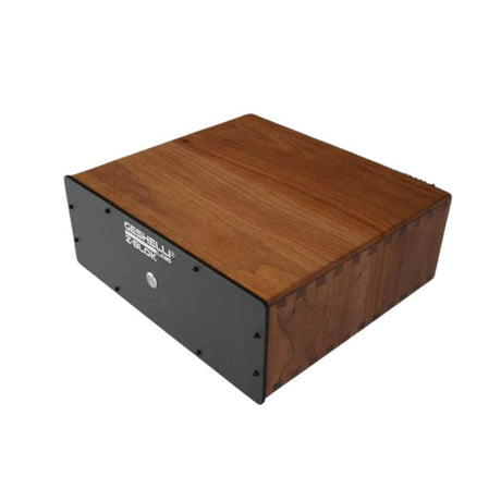 Geshelli Labs Z-Blok Mono Amplifier  Walnut/Black Front Diagonal View