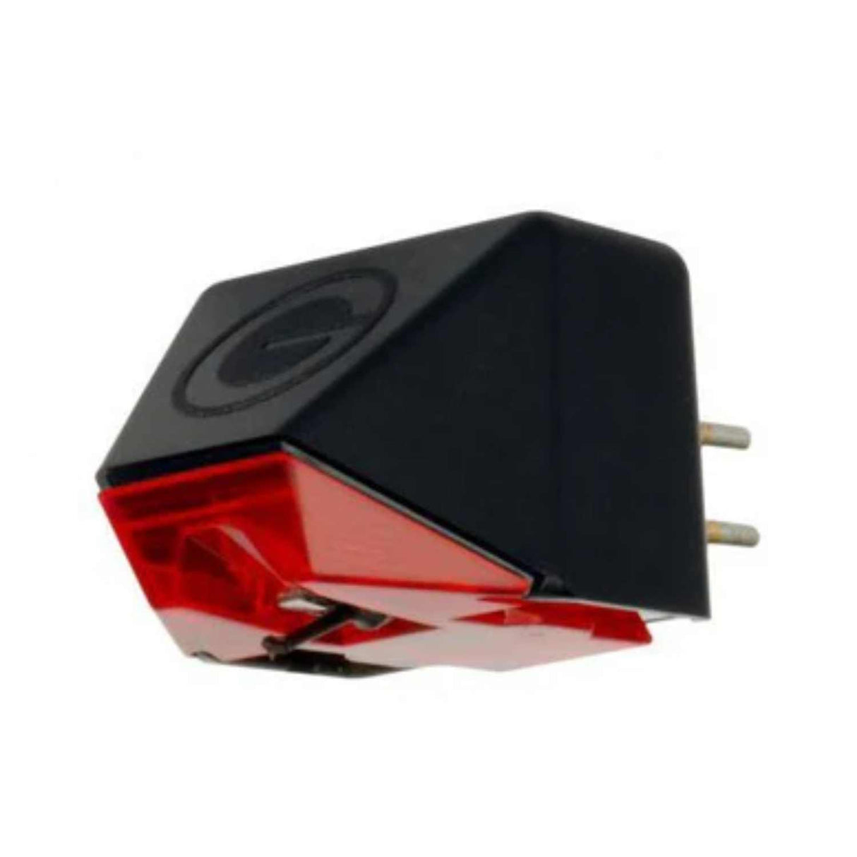 Goldring E1 Moving Magnet Cartridge - Side view of cartridge red and black 