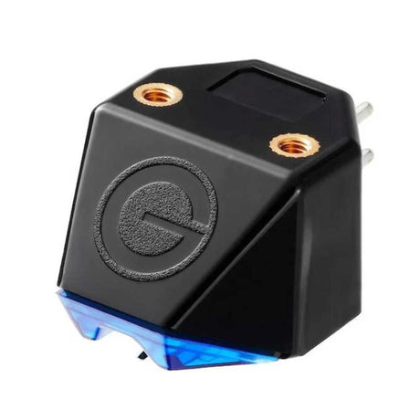 Goldring E4 Moving Magnet Cartridge - Side top view of cartridge blue and black