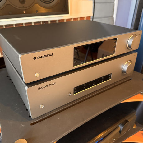 Cambridge Audio CXA81 Mk II right side detail with input selector and volume knob