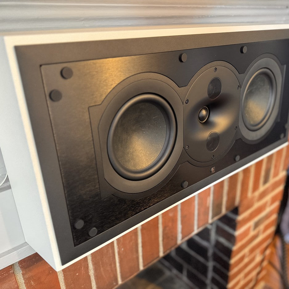 Perlisten R5i-C in-wall speaker showing DPC array and dual woofer configuration