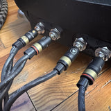 ViaBlue SC-6 Air speaker cables with bi-wire terminations connected to Wilson Benesch binding posts