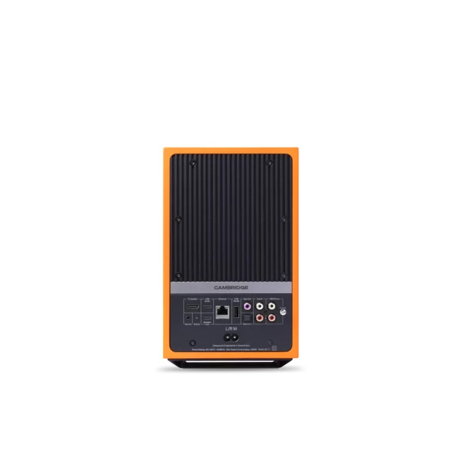 Cambridge Audio L/R M Versatile active stereo streaming speakers orange rear