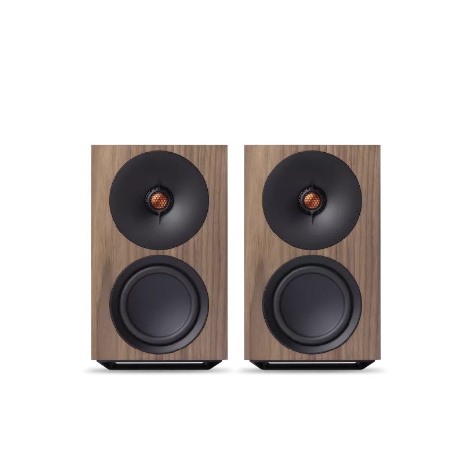 Cambridge Audio L/R M Versatile active stereo streaming speakers walnut front