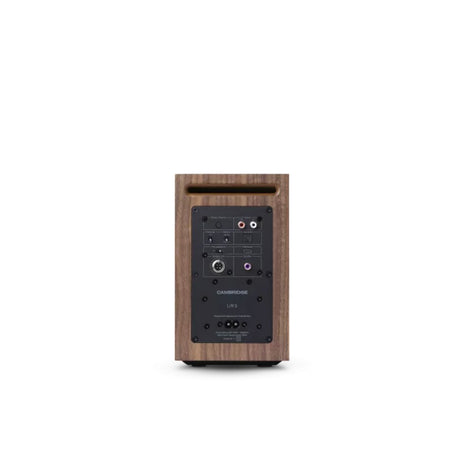 Cambridge Audio L/R S Compact Active Stereo Speaker (Open Box), Walnut, rear connection panel