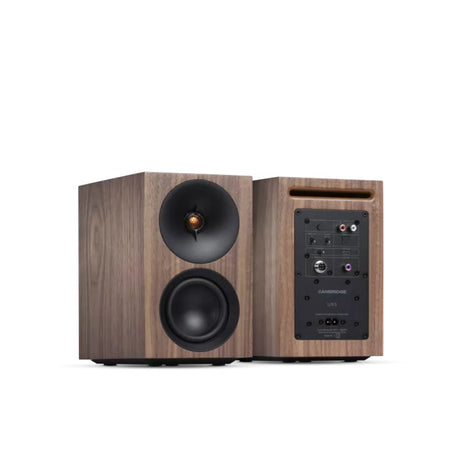 Cambridge Audio L/R S Compact active stereo speakers walnut front and rear pair