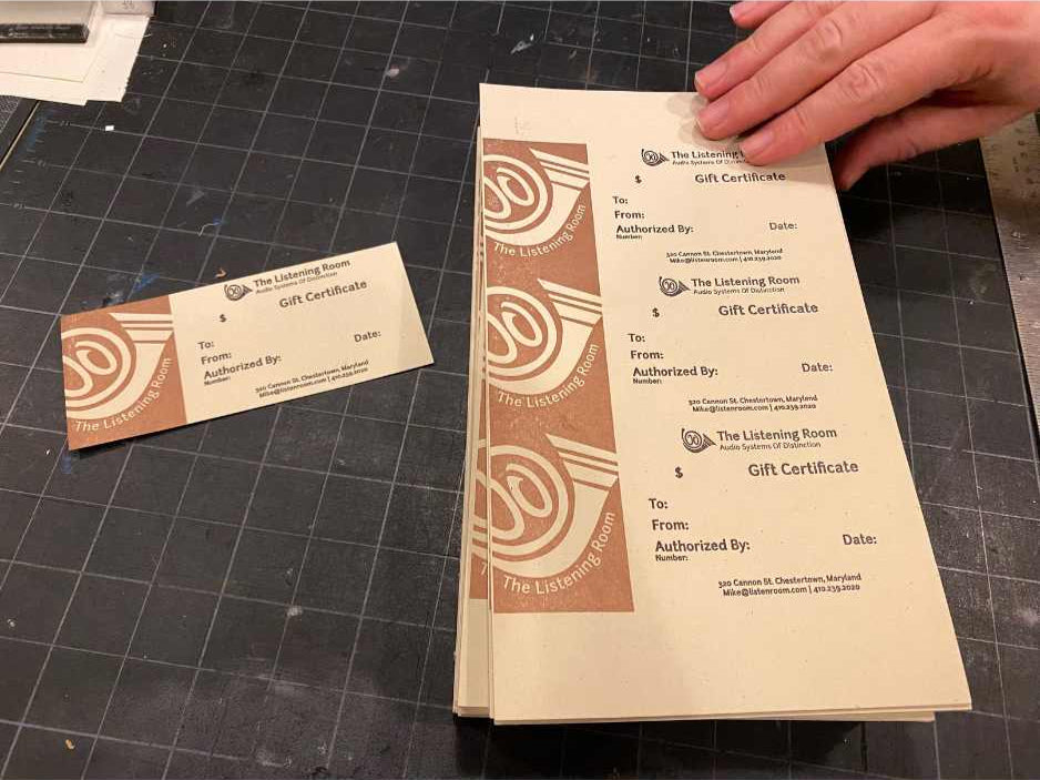 Hand-Printed Listening Room Custom Gift Cards