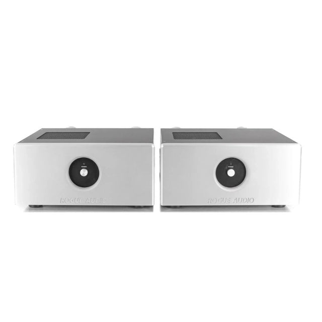Rogue Audio M-180 Dark Monoblock Amplifiers Per Pair silver front