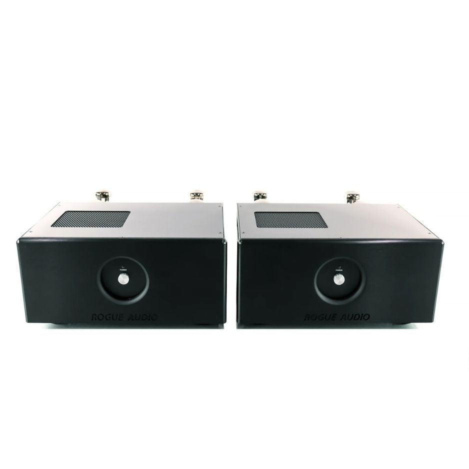 Rogue Audio M-180 Dark Monoblock Amplifiers pair black front