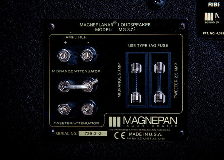 Magnepan 3.7 Rear connection detail with fuses - made in the USA