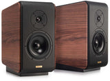 Opera Prima V2 bookshelf speakers in rosewood, cropped for email