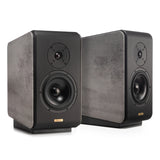 Opera Prima V2 Book Shelf Speakers Concrete Gray Pair Together
