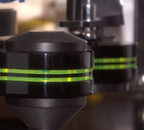 Oracle Audio Origine Mk2 Turntable in Neon Green with transparent acrylic insert