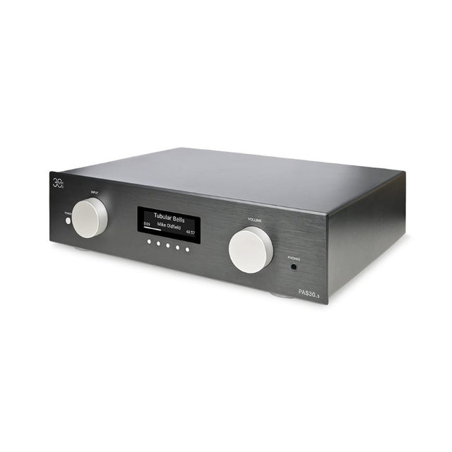 AVM PAS 30.3 Streaming Preamplifier, Black, three-quarter view facing left