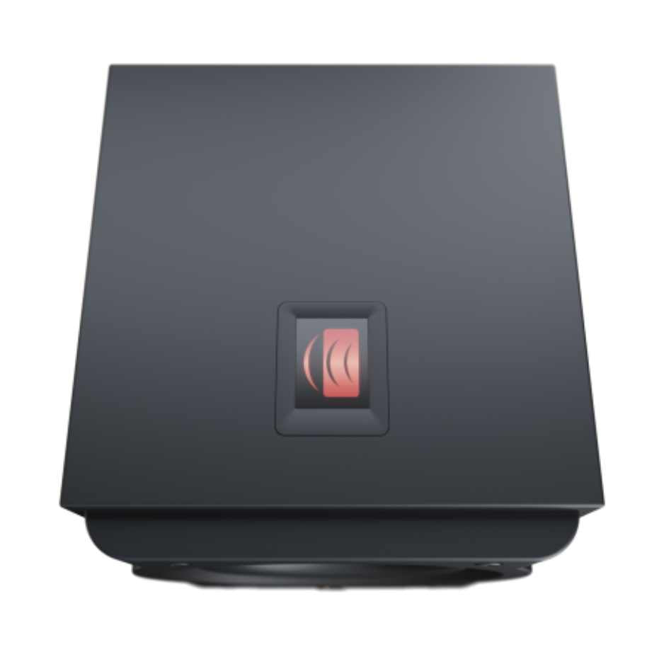 Perlisten R8s Subwoofer Top View showing 2.4" LCD Screen